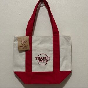 Trader Joe’s Mini Canvas Tote Bag Red New With Tags Limited Release